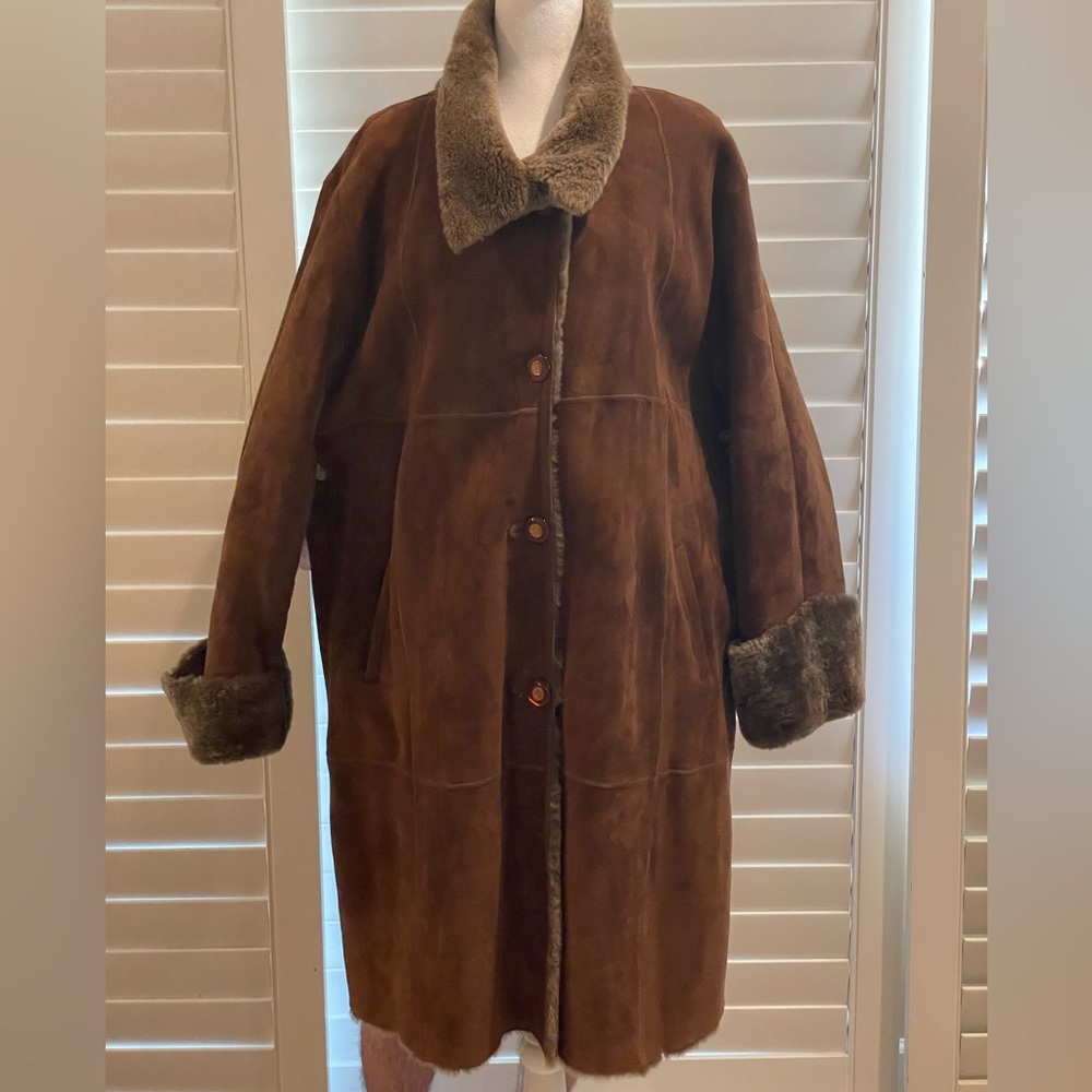 VESPUCCI PELLE Suede Shearling Women's Coat